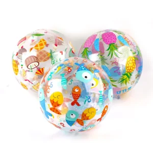INTEX 59040 Inflatable Transparent 35cm Beach Ball for Kids and Adults Indoor Outdoor Swim&Protect