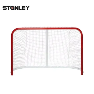 Ice Hockey Folding Goal Steel 600D Polyester Net Red White 72 Inch Easy Assembly Juniors Carbon Fiber