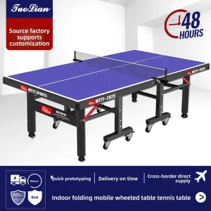 Indoor Modern Moveable Foldable Ping Pong Badminton Table Portable Standard Competition Ready Thickened Environmentally