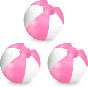 Inflatable Beach Ball 16 Inch Swimming Pool Balls Bouncy Pink Beach Ball Floating for Summer Beach Pool Party Favor