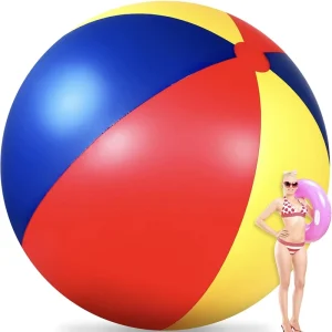 Inflatable Giant Beach Balls Large Pool Inflatable Balls Rainbow Color Big Plastic Toys for Summer Pool Water Games Party Gift