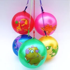 Inflatable Toy PVC Elastic Ball Football Practice Thickened Chain Ball Dinosaur Print Colorful Bouncing Ball Kids Outdoor Play