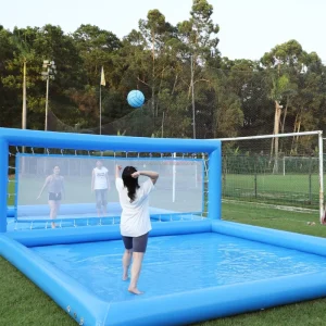 Inflatable Volleyball Court Blue Beach Volleyball Net Systems Outdoor 33ft Volleyball Court Set for Carnival Party