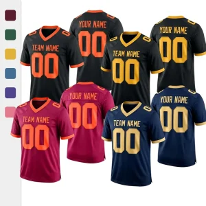 Interlock Knit Fabric Custom Stitched American Football Jerseys Smooth Durable Custom Name Number Logo Team Game Uniforms