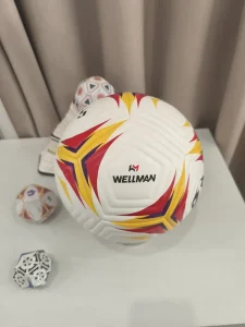 Internationally Certified Size 5 Thermal Bonded PU Durable Red Yellow Football Children 12 Panels