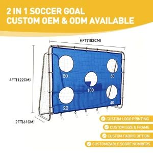 JH 2 in 1 Soccer Goal Metal Frame with Detachable Scoring Target 5 Score Holes All Weather for Backyard Club