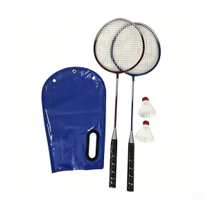 JH Entry Level Badminton Set 2 Rackets + 2 Shuttlecocks Steel Frame PP Bag with Custom Sticker Logo