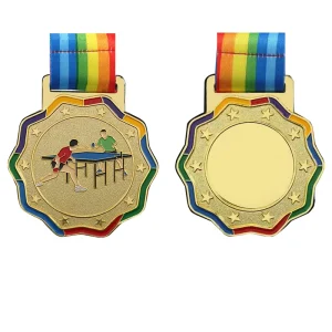 JP0902 Design Your Own Metal Sport Ping Pong Medal for Table Tennis Ping Pong Competition