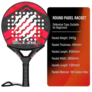 JV21 Teardrop Shape Padel Racket 38mm 355g Carbon Fiber Fiberglass Hybrid Professional Training