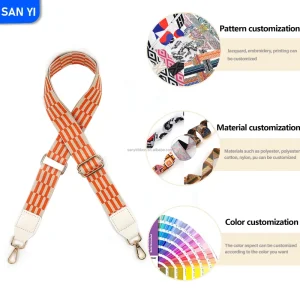 Jacquard Woven Bag Strap with Custom Embroidery Comfortable Wide Adjustable Strap for Shoulder Bags and Totes