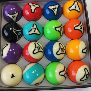 Jassinry 57.25mm Pool Balls Triangle Design 16pcs Complete Set of Billiards Balls Resin American Billiard Balls