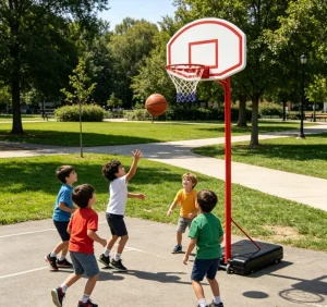 Kids Heavy Duty Basketball Hoop with Backboard Adjustable Portable PE Material Basketball Goal