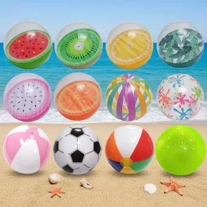 Kids Inflatable Beach Ball with Plastic Racket Set Cartoon Pattern Outdoor Play Toys for Children