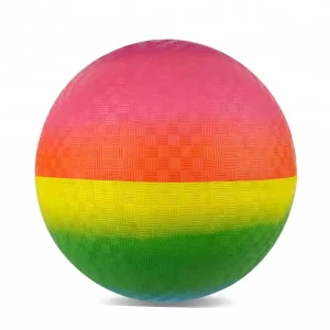 Kids Playing Inflated Natural Rubber Balls Rainbow Playground Ball 8.5″