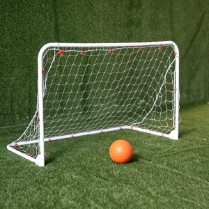 Kids Soccer Gate Iron Frame Heavy Duty Durable Easy To Carry White Soccer Goal For Children