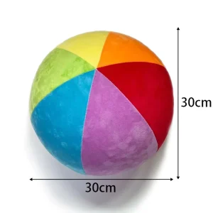Kids Toy Balls 30CM Rainbow Color Plush Inflatable Ball Silent Inflatable Soft Plush Toys Ball Basketball Soccer