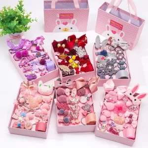 Korean Fashion 18 Piece Cute Beautiful Children’s Hair Accessories Set New Style Sweet Rubber Hairpin Hair Clip Custom Carton