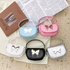 Korean Style Pearl Kid’s Handbag Bow Princess Shoulder Messenger Bag Accessories Parent Child Bag Mini Design Purses for Girls