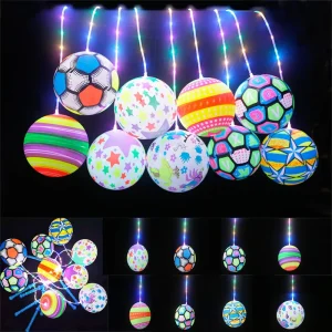 LED Bouncy Chain Ball Toys Kids Inflatable Football Bouncing Ball Cute Flashing Ball Funny Luminous Swinging Ball Children Toys