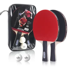 LOKI K1000 Ping Pong Paddle 7 Ply Table Tennis Racket Set for 2 Bats 2 Balls