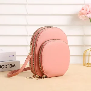 Lady’s Leather Crossbody Wallet Small Mobile Phone Purse Bag for Women Mini