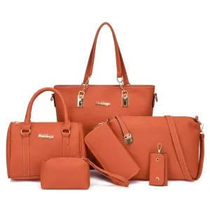 Large Capacity 6 in 1 Bag Sets for Young Ladies Handbag Tote Bags Polyester Lining Women’s Accessories