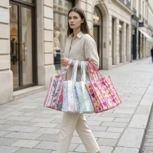 Large Capacity Lightweight Floral Quilted Tote Bag Shoulder Bag for Women