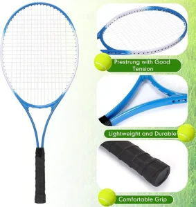 Light Balanced Tennis Racket Complete Training Bundle Comes Training Anti Slip Extra Replacement Handle Grips Sport Gear