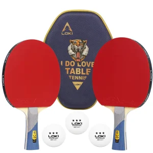 Loki 7 Layers Professional Ping Pong Paddle Set Horizontal Grip Carbon Fiber Table Tennis Rackets With ITTF Rubber