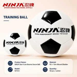 Low Bounce Size 4 Soccer Ball PU Material Training Football with Yarn Wound Bladder for Indoor Use