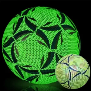 Luminous Football Light Up Soccer Ball Size 5 Glow In The Dark Green PVC Leather Material Custom Logo