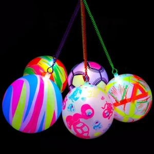 Luminous Plastic Children’s Inflatable Fitness Ball with LED Lights Portable Bouncy Toy for Kids Play & Pressure Relief