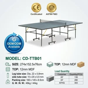MDF Foldable Portable Professional Outdoor Indoor Table Tennis Legs Pingpong Table Set