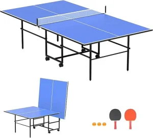 MDF Professional 9ft Table Tennis Table Foldable Ping Pong Table for Indoor with Net 2 Table Tennis Paddles and 3 Balls
