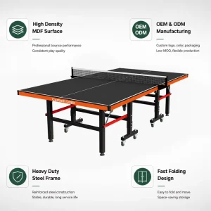 Steel Foldable Table Tennis Table Portable Professional Sports Table Suitable for Indoor Use 18.0mm Thick MGD C13