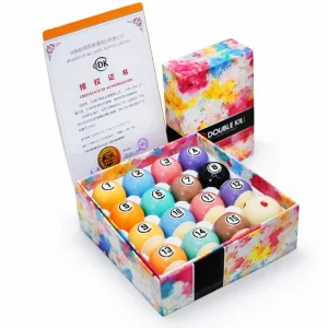 Macaron Color Resin Pool Balls Set 2.25 Inch Regulation Size High Gloss Matched Weight for American Pool Chinese 8 Ball & 9 Ball