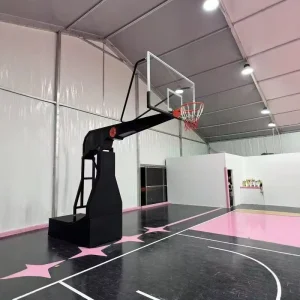 Manual Hydraulic Adjustable Height Heavy Duty Fade Resistant Basketball Goal Labor Saving Low Maintenance for Gyms Amateur