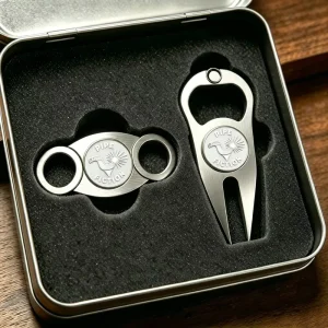 Manual Single Blade Plastic Cigar Lighter and Cutter Set with Ash Tray Stainless Steel Multi Golf Ball Marker