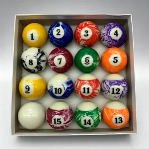 Marble Swirl Resin Pool Balls 16 Piece 9 Ball Set Portable High Gloss Home Bar Game Gift