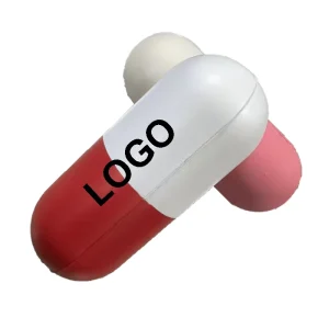 Medicine Shape Stress Ball Pill Squishy Toy Custom Logo Capsule Shape Stress Ball PU Foam Ball Factory Medicine Squeeze Toy