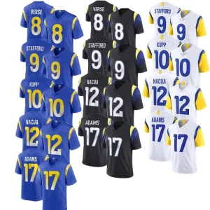 Men’s 3rd Generation 12# Puka Nacua 8# Verse 9# Stafford 17 Adams Stitched American Football Jerseys Dense Embroidery