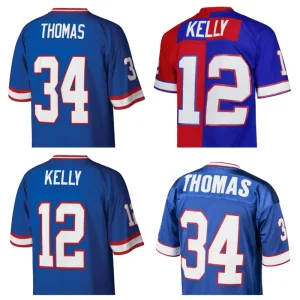 Men’s Buffalo Throwbacks #12 Jim Kelly #34 Thurman Thomas #78 Bruce Smith #17 Josh Allen and so on Stitched Jersey