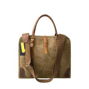 Mens Canvas Shoulder Bag Business Messenger Briefcase Laptop Bag Fit 15.6″ Laptop