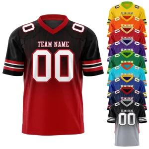 Men’s Custom Embroidered Short Sleeve Rugby Jersey American Retro Football Wear with Vertical Gradient Print Breathable Design