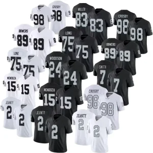 Mens Las Vegas Football Jerseys 15 Mendoza 2 Ashton Jeanty 34 Jackson 89 Bowers 98 Crosby Stitched USA Football Jersey Shirts