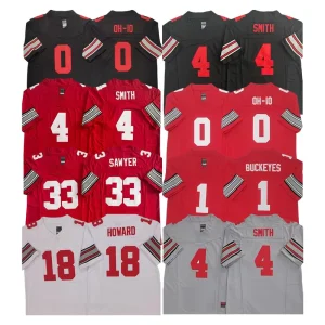 Men’s Ohio 4 Jeremiah Smith 33 Jack Sawyer 0 OH IO 2 Emeka Egbuka Limited Stitched American Football Jersey