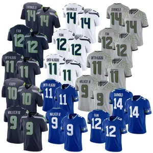 Mens Seattle Football Jerseys 11 Jaxon Smith Njigba 3 Emmanwori 10 KUPP 14 Darnold Rivalries Stitched American Football Shirts