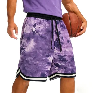 Men’s Tie Dye Basketball Shorts with Pockets Quick Dry Athletic Sports Shorts Street Style Casual Outdoor Sportswear
