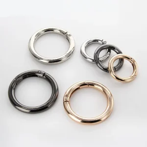 Metal Spring O Rings Round Carabiner Key Ring Clip for Keychain Buckle Purse Hardware