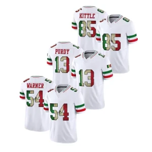 Mexico New Stitched American Football Jerseys 23 McCaffrey 13 Purdy 85 Kittle 80 Rice 54 Warner Do Custom